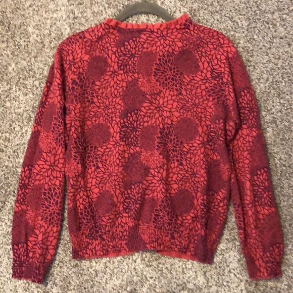 Fossil Cotton/Cashmere Cropped Cardigan, L, Orange & Purple Print - Picture 2 of 4